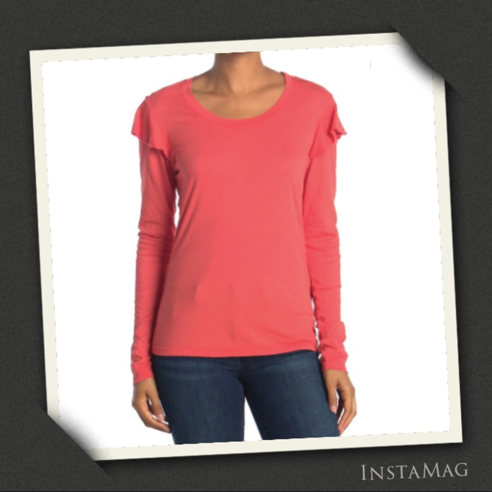 SUNDRY Ruffle Long Sleeve Top
